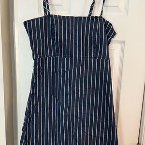 Navy Striped Spaghetti Strap Dress